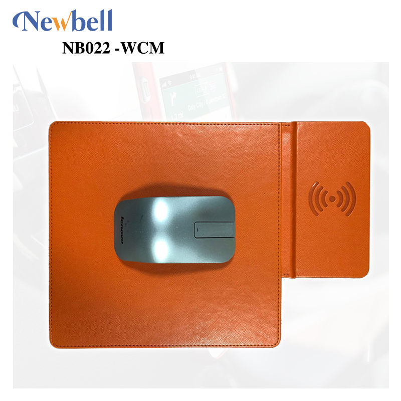 NB022-WCM Leather Mouse Pad with Wireless Charger